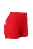 Red Casual Sportswear Letter Print Skinny High Waist Conventional Positioning Print Bottoms