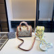 Brown Casual Daily Geometric Print Zipper Patchwork Contrast Bags
