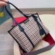 Red Blue Casual Street Plaid Patchwork Contrast Bags