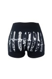 Black White Casual Sportswear Print Basic Skinny High Waist Conventional Positioning Print Bottoms