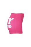 Pink Casual Sportswear Letter Print Basic Skinny High Waist Conventional Positioning Print Bottoms