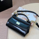 Black Daily Celebrities Solid Color Metal Accessories Trim Patchwork Bags