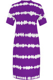 Black Casual Daily Striped Print Pocket Contrast V Neck Printed Plus Size Dresses