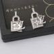 White Street Flowers Hollow Out Rhinestone Decor Earrings