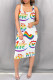 White Casual Daily Graffiti Print Lips Print U Neck Printed Dresses