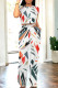 White Grey Casual Daily Geometric Print Pocket Contrast O Neck Short Sleeve Two Pieces