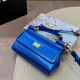 Blue Daily Celebrities Solid Color Metal Accessories Trim Patchwork Bags