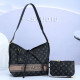 Black Street Letter Print Strap Design Zipper Patchwork Bags