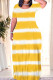 Yellow Casual Tie Dye Patchwork O Neck Straight Dresses