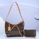 Black Brown Street Letter Print Strap Design Zipper Patchwork Bags