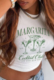 White Sexy Casual Print Patchwork O Neck T-Shirts