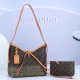 Brown Street Letter Print Strap Design Zipper Patchwork Bags