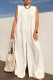 White Casual Solid Color Basic O Neck Loose Jumpsuits
