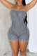 Black Sexy Solid Color Backless Cross Straps Patchwork Halter Skinny Rompers