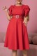 Red Casual Solid Color With Belt O Neck Short Sleeve Short Sleeve Dress