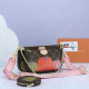 Pink Street Letter Print Chains Zipper Patchwork Bags