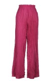Rose Red Casual Solid Color Basic Regular High Waist Conventional Solid Color Trousers