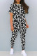 Black White Casual Geometric Print Patchwork O Neck Short Sleeve Two Pieces