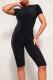 Black Street Leopard Print Patchwork O Neck Skinny Rompers