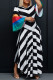 Black Casual Print Patchwork V Neck One Step Skirt Dresses