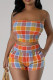 Colour Sexy Colorblock Pocket Backless Patchwork Strapless Sleeveless Two Pieces