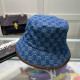 Blue Casual Street Letter Print Patchwork Hat