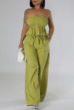 White Sexy Casual Daily Solid Color Backless Strapless Sleeveless Two Pieces