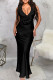 Black Celebrities Flowers Hollow Out Patchwork V Neck Evening Dresses
