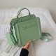 Light Green Street Letters Zipper Patchwork Bags