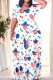 White Blue Casual Print Patchwork O Neck Straight Dresses