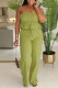 Green Sexy Casual Daily Solid Color Backless Strapless Sleeveless Two Pieces