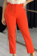 Tangerine Red Casual Solid Color Ruched Patchwork Regular High Waist Pencil Patchwork Bottoms