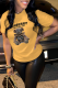 Yellow Fashion Street Print Patchwork O Neck T-Shirts