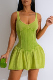 Purple Casual Solid Backless U Neck Vest Dresses