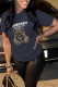Navy Blue Fashion Street Print Patchwork O Neck T-Shirts
