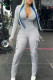 Silver Street Solid Color Pocket Zipper Patchwork Zipper Collar Skinny Jumpsuits