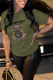 Army Green Fashion Street Print Patchwork O Neck T-Shirts