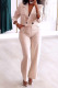 Apricot Celebrities Solid Color Pocket Buttons Zipper Patchwork Turn-back Collar Nine Points Sleeve Two Pieces