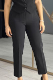 Red Casual Solid Color Ruched Patchwork Regular High Waist Pencil Patchwork Bottoms