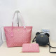 Pink Letter Print Zipper Patchwork Bags