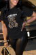 Black Fashion Street Print Patchwork O Neck T-Shirts