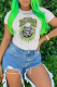 White Casual Street Skull Head Letter Print O Neck T-Shirts