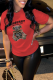 Red Fashion Street Print Patchwork O Neck T-Shirts