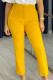 Yellow Casual Solid Color Ruched Patchwork Regular High Waist Pencil Patchwork Bottoms