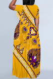 Black Casual Daily Floral Print O Neck Printed Dresses