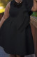 Black Casual Solid Patchwork O Neck Sleeveless Dress Plus Size Dresses