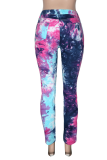 Yellow Sexy Patchwork Ripped Tie-dye Skinny High Waist Pencil Full Print Bottoms