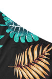 Black Celebrities Print Patchwork V Neck Sleeveless Two Pieces