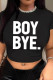 Black Sexy Letters Patchwork O Neck T-Shirts
