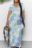 Red Casual Polka Dot Print Pocket Contrast V Neck Printed Dresses